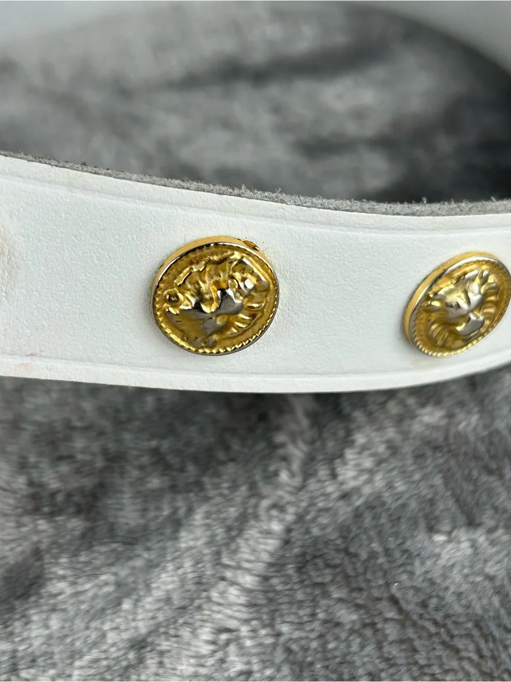 Vintage The Limited Belt White Leather Studded‎ Lions Made in Italy Womens L